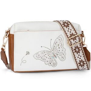 4465 Crossbody Bags , Vegan Leather Phone Purse Triple Zip Butterfly ’s